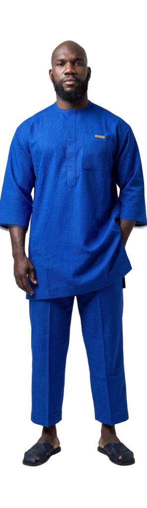 Royal Blue Textured Kaftan Set